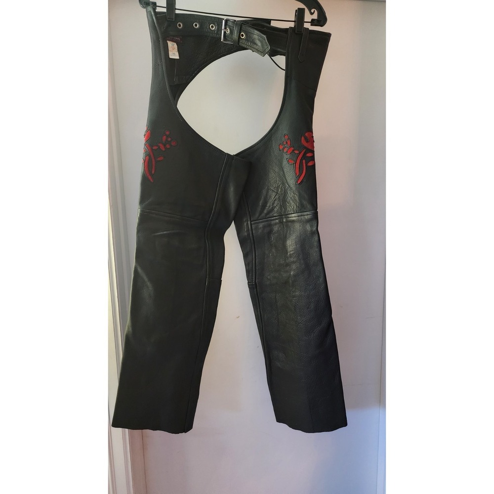 Paragon Genuine Leather Fringed Chaps Women's XS Purple Flower Rose A10 - Picture 9 of 16